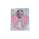 Baby Bib Emb Pink Strips 1pcs 3-6 months